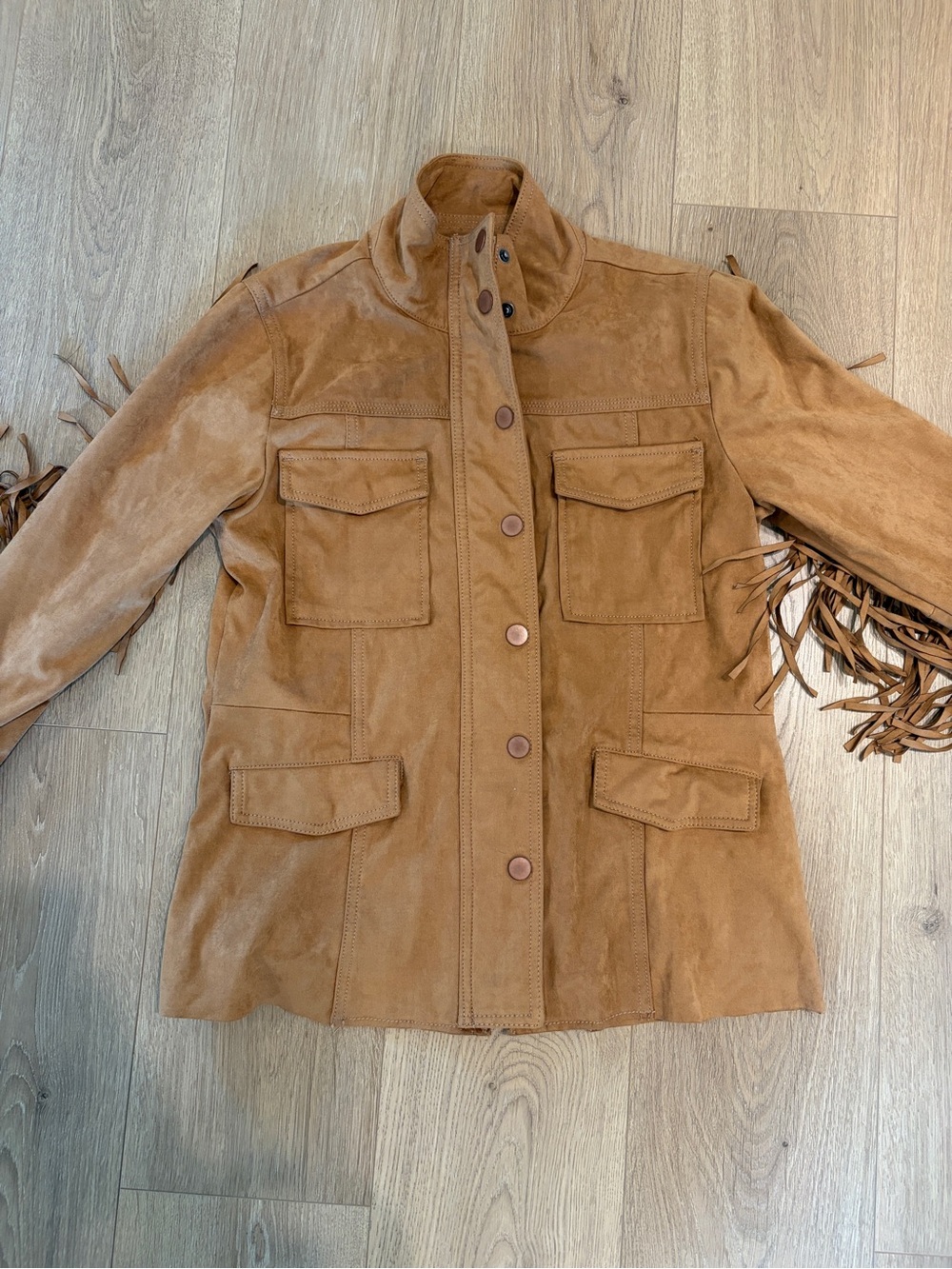 Idyllwind Suede Fringe Utility Jacket - Tan